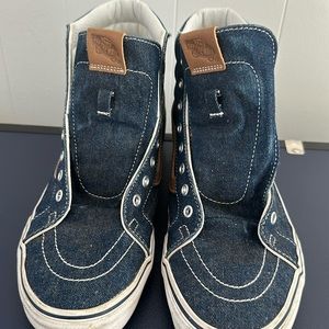 Laceless Men’s Vans Denim & Brown Faux Leather Shoes - Size 12